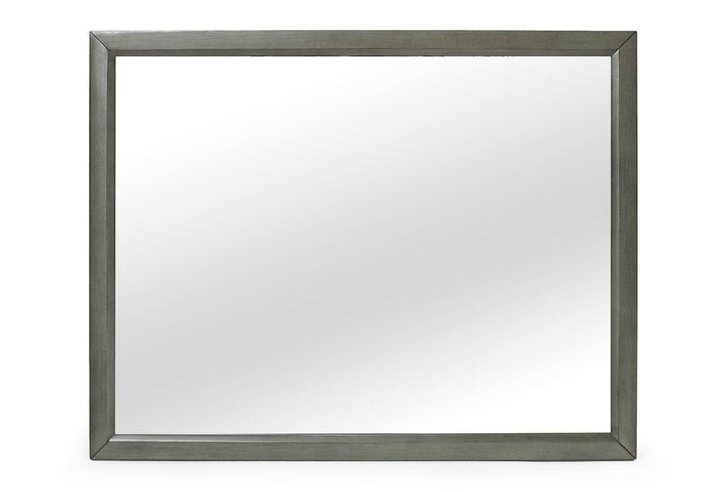 Ontario Panel Bed w/ Storage, Dresser, Mirror & Nightstand in Gray, Eastern King, Image 9
