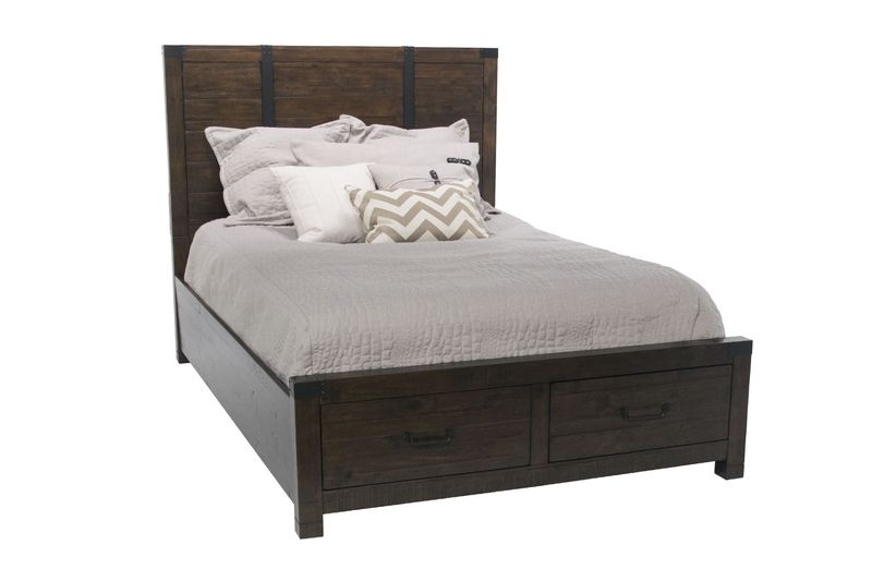 Pine Hill Panel Bed w/ Storage in Brown, Queen, Image 1