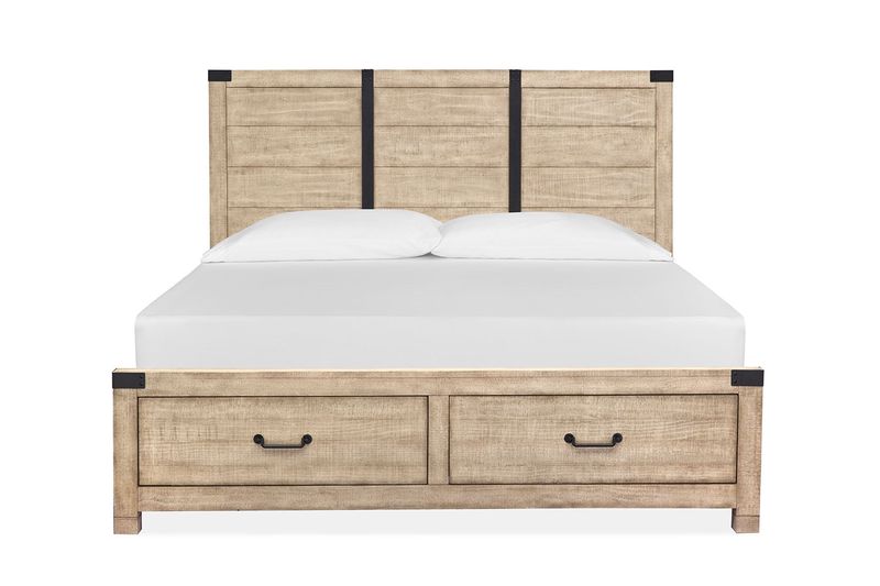 Pine Hill Panel Bed w/ Storage in Oat, Eastern King, Image 2
