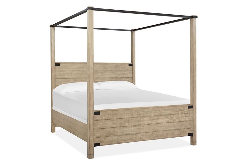 Pine Hill Canopy Bed in Oat, Queen, Image 1
