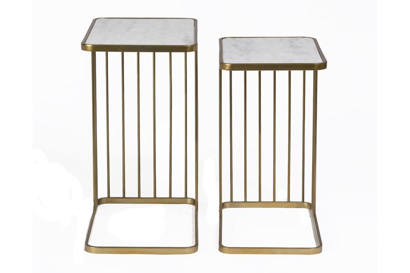 Alder & Tweed Retro Nesting Accent Table in Marble, Set of 2, Image 1