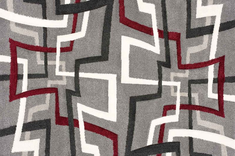 Rome Rug in Gray & Red & Black, 5 x 7, Image 1