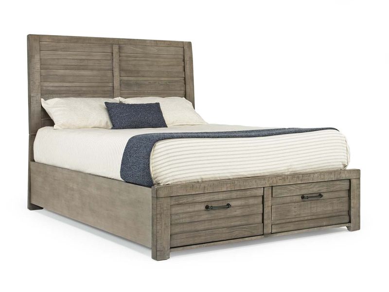 Ruff Hewn Panel Bed w/ Storage in Gray, Eastern King, Image 1