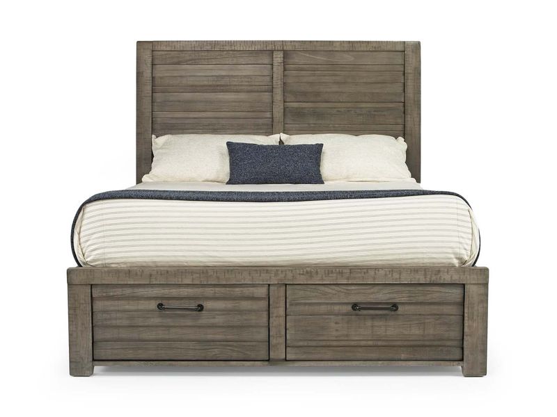 Ruff Hewn Panel Bed w/ Storage in Gray, Eastern King, Image 2