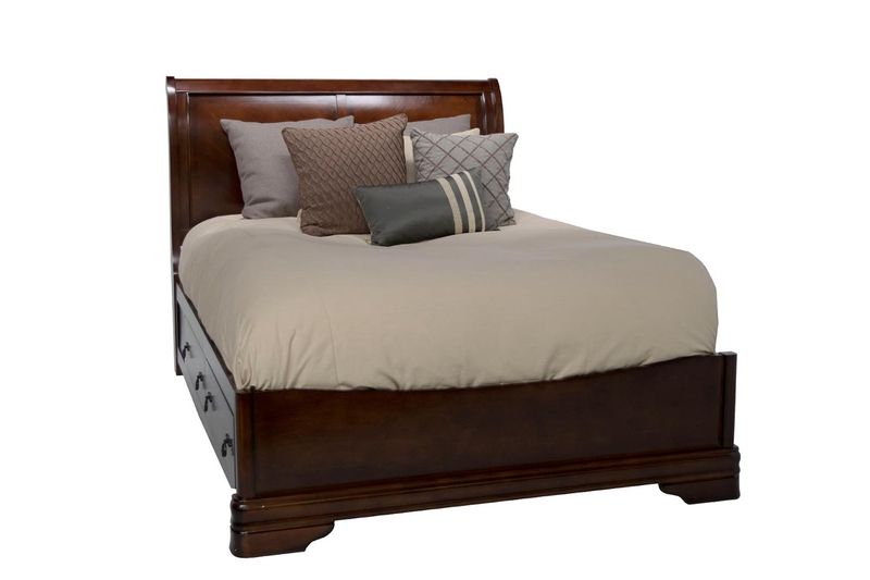 Sheridan Sleigh Bed w/ Storage in Brown, Queen, Image 1