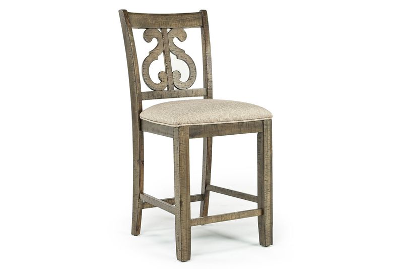 Stone Counter Height Stool in Light Gray, Harp, Image 1