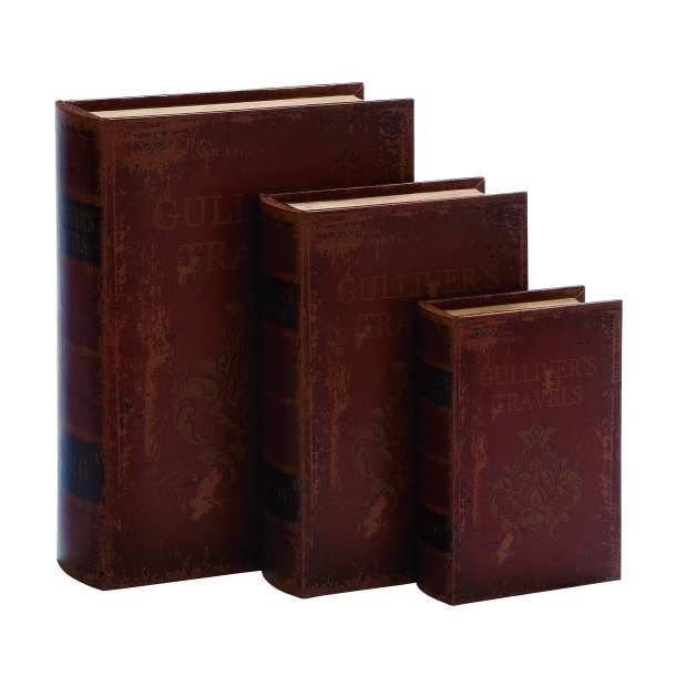 Tuscano Wood Leather Book Boxes, Set of 3, Image 1
