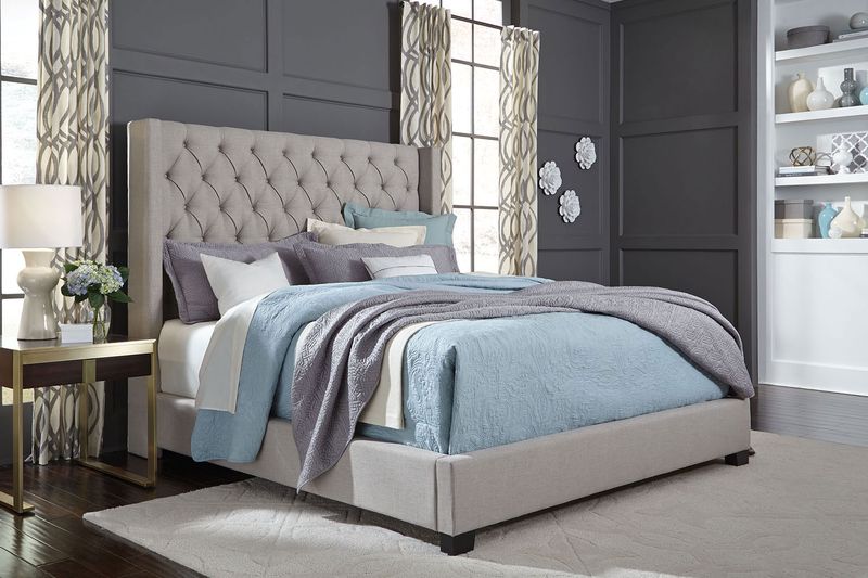Westerly Upholstered Bed in Gray, Eastern King, Image 5