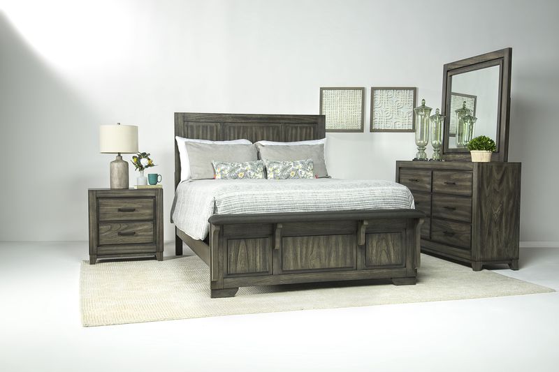 Ashland Panel Bed, Dresser, Mirror & Nightstand in Gray, Queen Mor