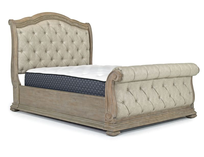 Durango Upholstered Sleigh Bed in Fawn, Queen Mor Furniture