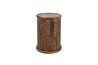 Carved Drum Accent Table in Mango, Image 1