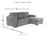 Claire Full Pullout Sofa Chais, AngledAngle