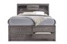 Remi Bookcase Bed w/ Storage in Gray, Queen, Image 2