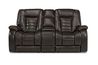 Malibu 3 Power USB Console Loveseat in Chocolate Leather, Image 2