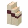Red Stripe Burlap Book Boxes, Set of 3, Image 1