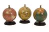 Antique Finish Mini Globes on Wood Base, Set of 3, Image 1